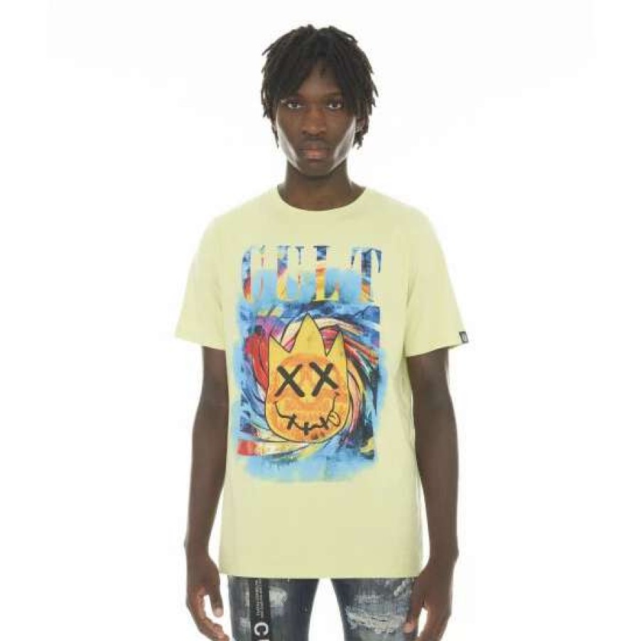 Men * | Cult Of Individuality T-Shirt Short Sleeve Crew Neck Tee"Acid Trip Logo" T-Shirts Citron