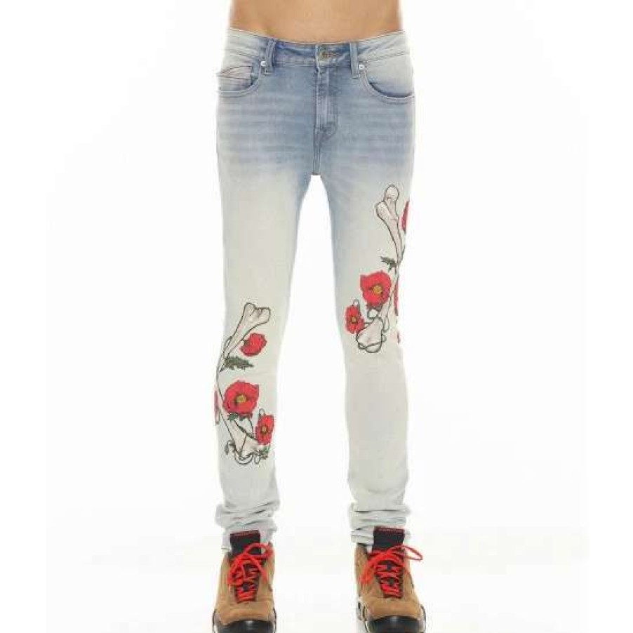 Men * | Cult Of Individuality Punk Super Skinny In Poppy Pant Denim & Bottoms Blue