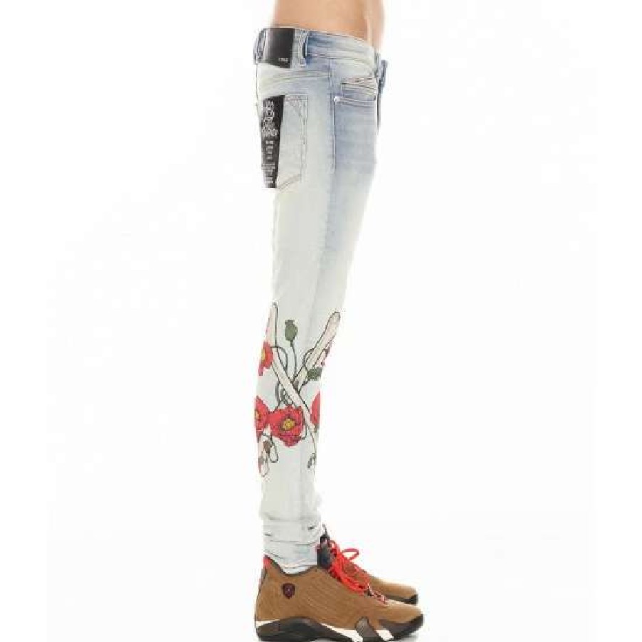 Men * | Cult Of Individuality Punk Super Skinny In Poppy Pant Denim & Bottoms Blue