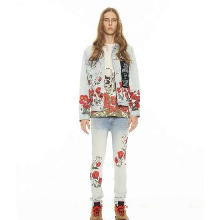 Men * | Cult Of Individuality Type Ii Denim Jacket In Poppy Denim & Bottoms Blue