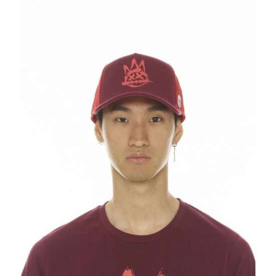 Men * | Cult Of Individuality Trucker Brushed Logo Mesh Back W/ Crown Hats Beet Red