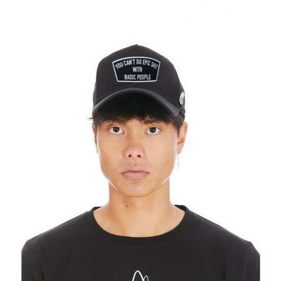 Men * | Cult Of Individuality Epic Shit Mesh Trucker Curved Visor Cap Hats Black