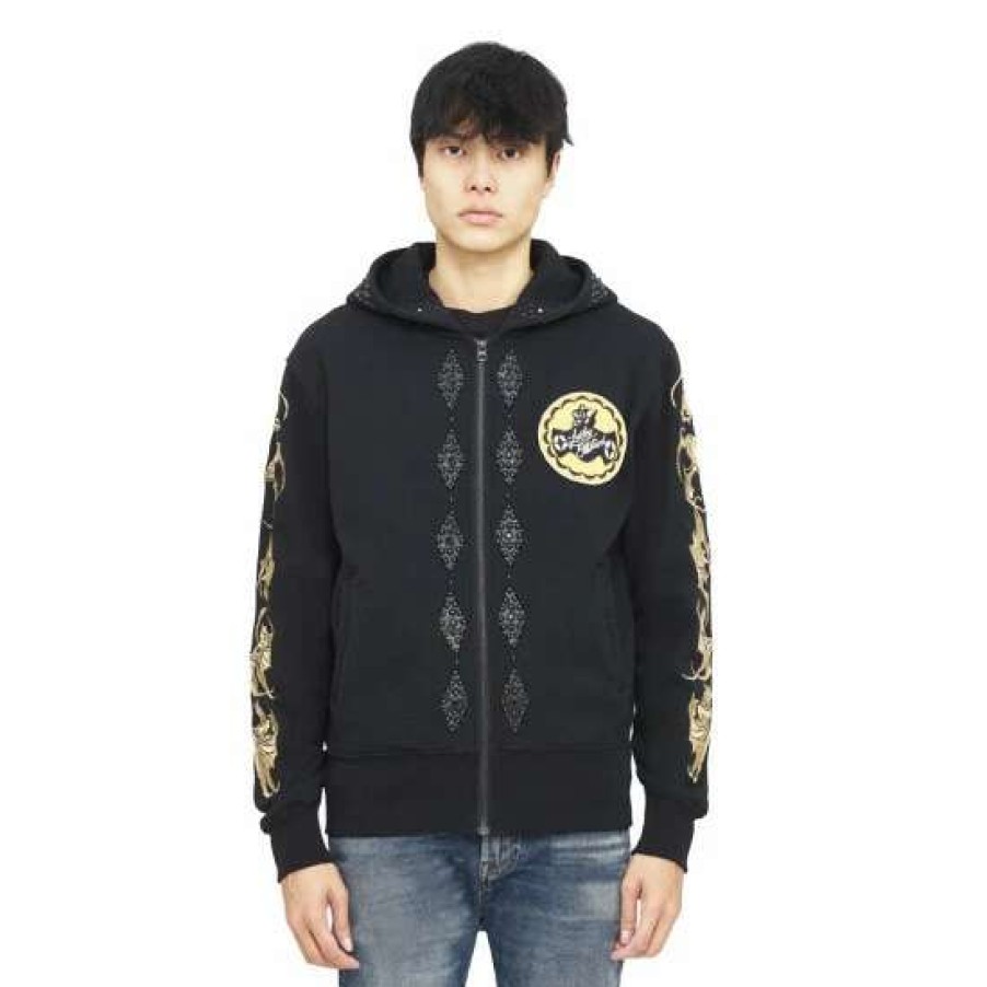 Men * | Cult Of Individuality Lucky Bastard Full Zip Hoody Sweatshirts, Sweaters & Hoodies Black