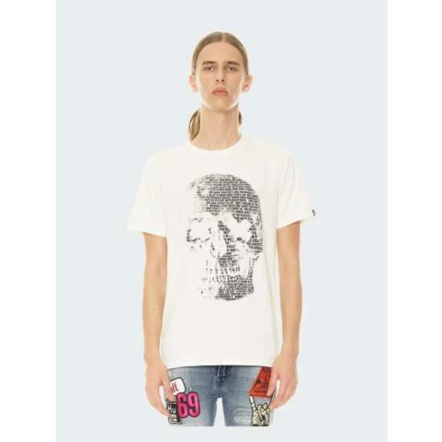 Men * | Cult Of Individuality Printed Skull T-Shirt T-Shirts White