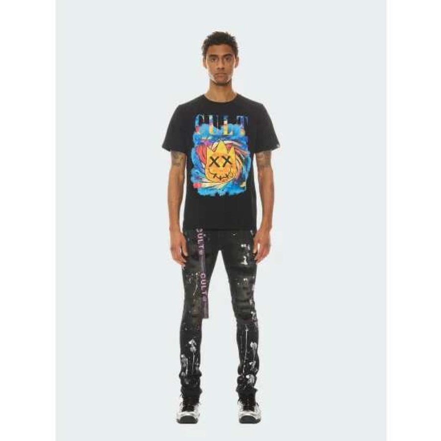 Men * | Cult Of Individuality Punk Super Skinny Jeans Caviar Denim & Bottoms Black