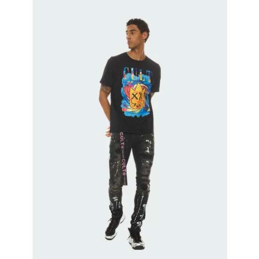 Men * | Cult Of Individuality Punk Super Skinny Jeans Caviar Denim & Bottoms Black