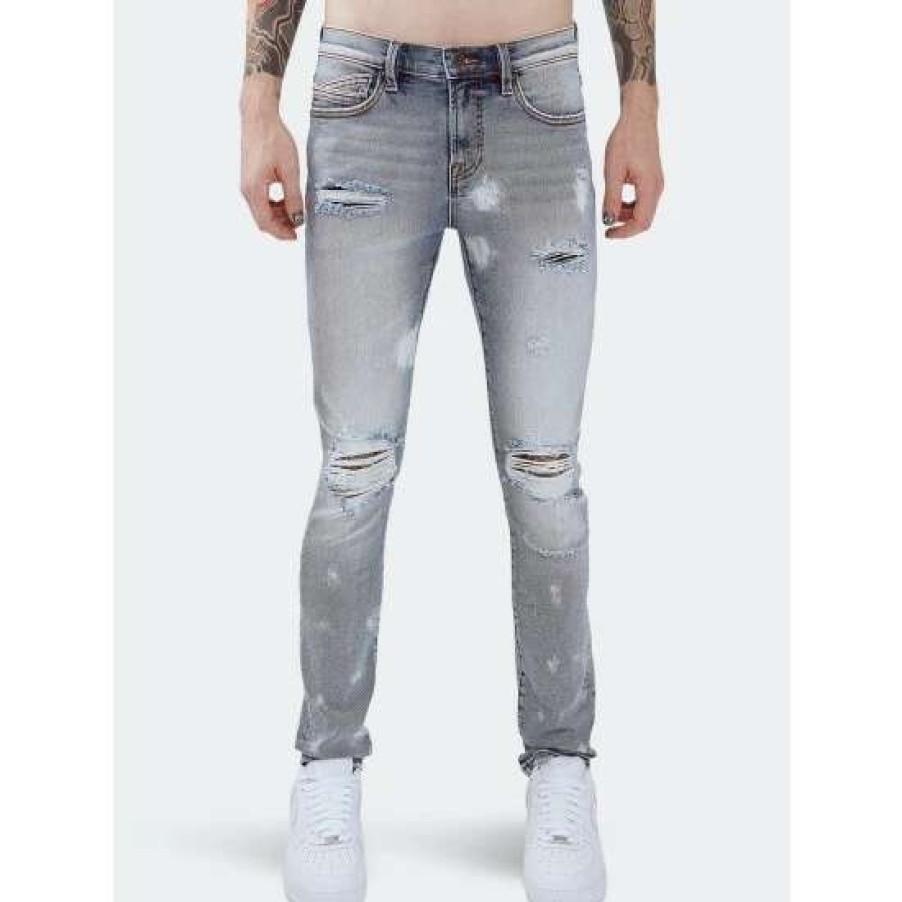 Men * | Cult Of Individuality Punk Super Skinny Stretch Clothing Bleach