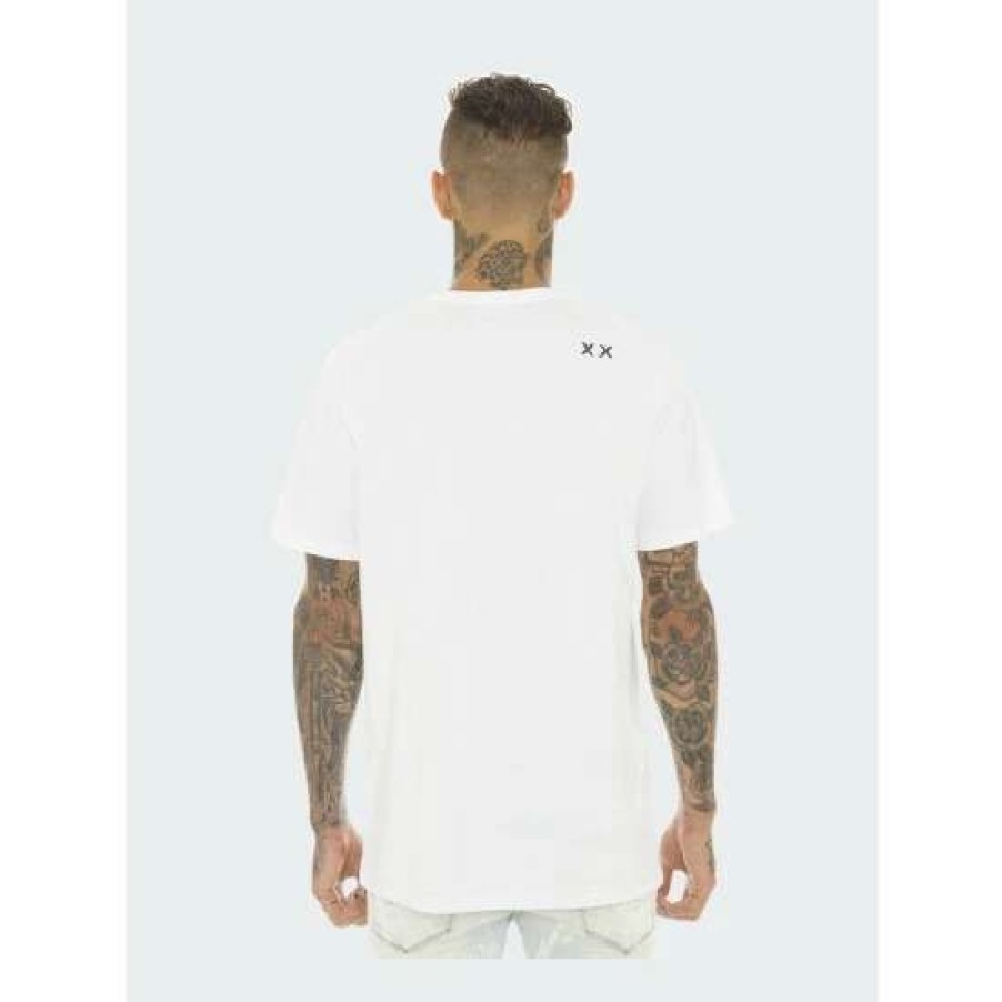 Men * | Cult Of Individuality Short Sleeve Crew Neck Tee "Cash From Chaos" Tops White