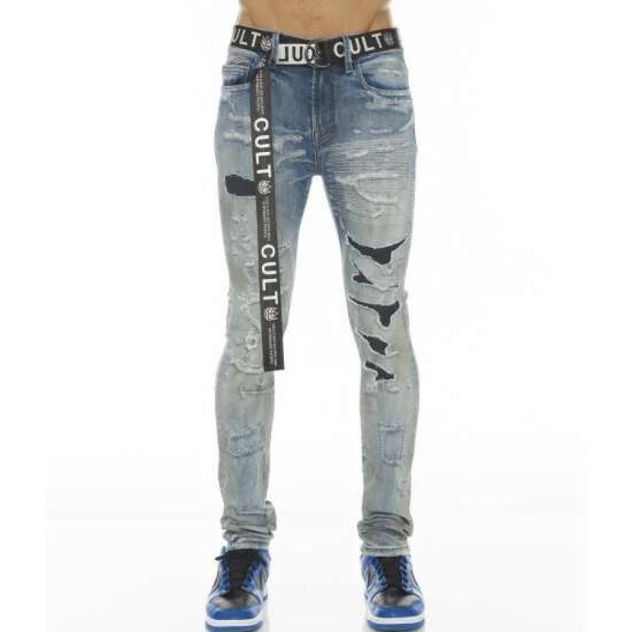 Men * | Cult Of Individuality Punk Super Skinny Stretch W/ Belt Clothing Aztec