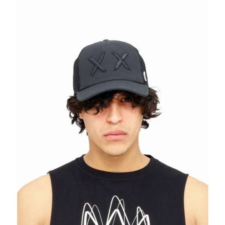 Men * | Cult Of Individuality Mesh Back Trucker Curved Visor W/ Hats Black