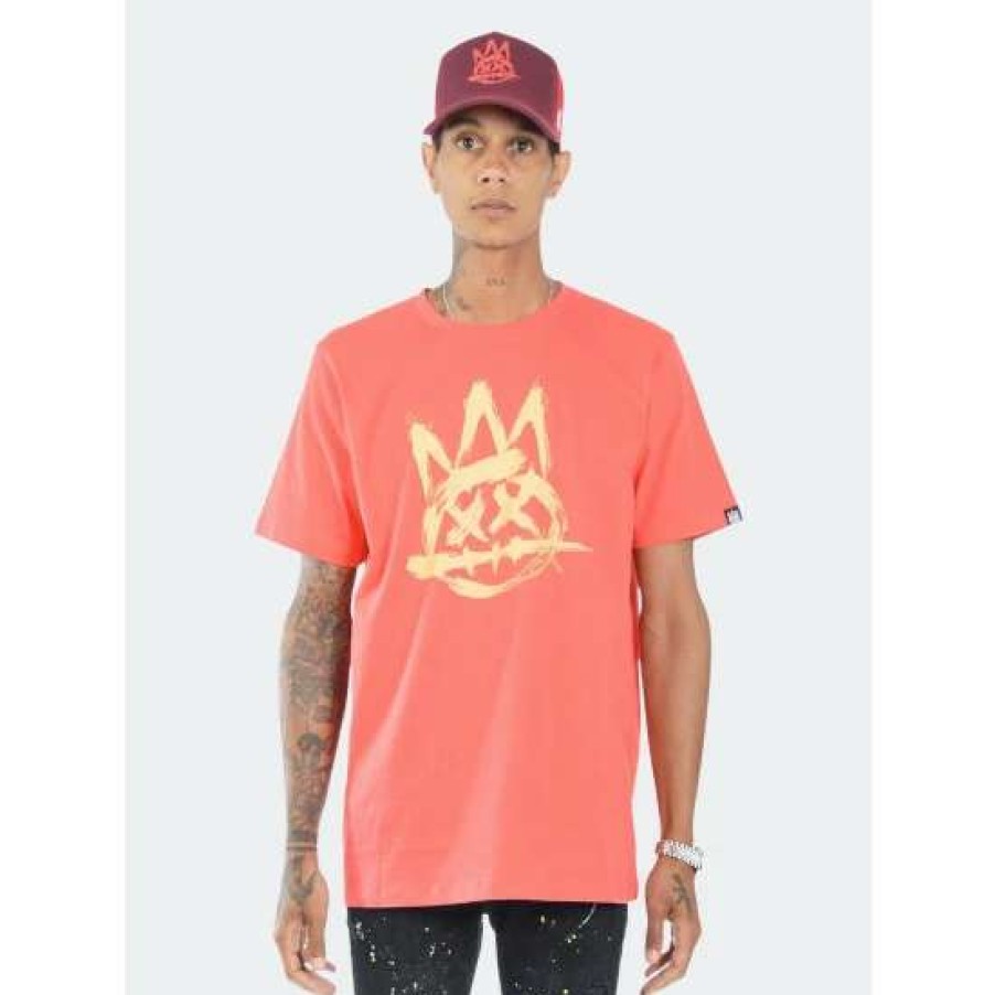 Men * | Cult Of Individuality T-Shirt Brushed Shimuchan Logo Short Sleeve Crew Neck Tee T-Shirts Coral