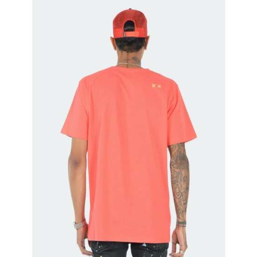 Men * | Cult Of Individuality T-Shirt Brushed Shimuchan Logo Short Sleeve Crew Neck Tee T-Shirts Coral