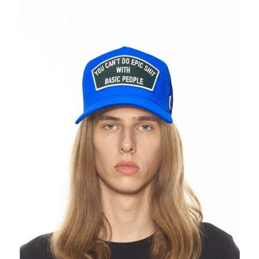 Men * | Cult Of Individuality Epic Shit Mesh Back Trucker Curved Visor In Royal Hats Blue