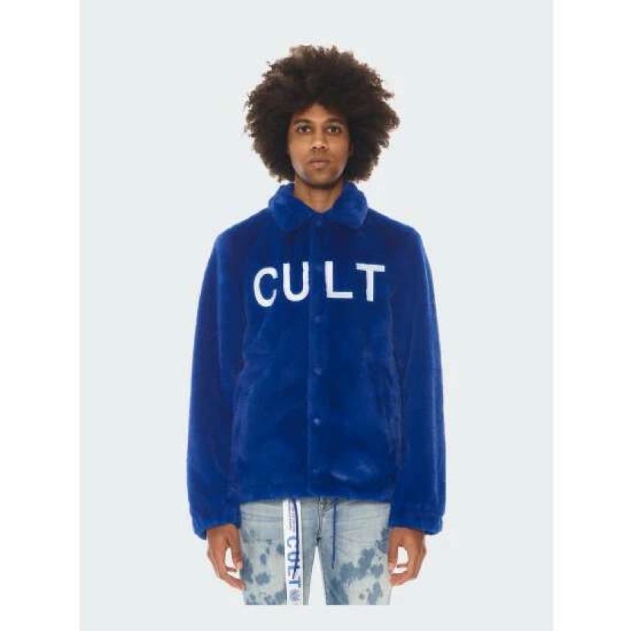 Men * | Cult Of Individuality Polar Fleece Coach Jacket Coats, Jackets & Blazers Surf Blue