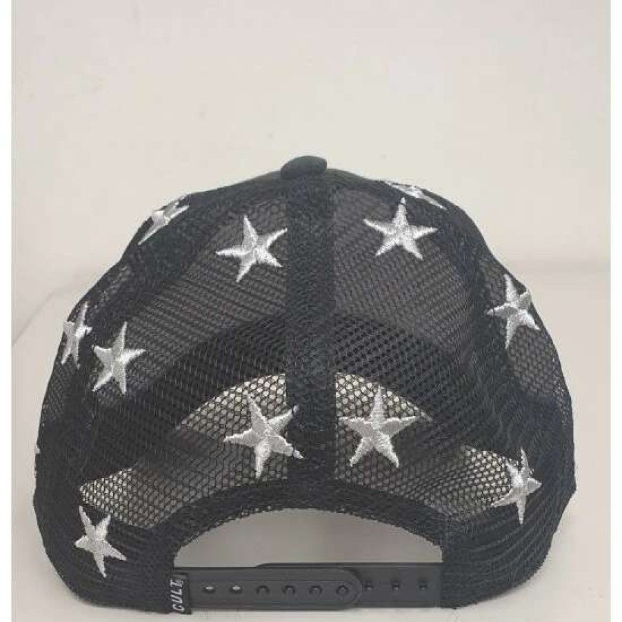 Men * | Cult Of Individuality Mesh Back Trucker Curved Visor Xx W/Star Crown Hats Black