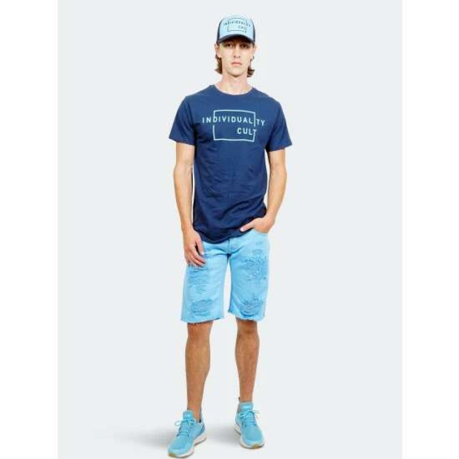 Men * | Cult Of Individuality Rebel Denim Shorts Denim & Bottoms Blue Grotto