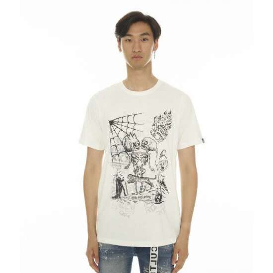 Men * | Cult Of Individuality T-Shirt Short Sleeve Crew Neck Tee "Anarchy" T-Shirts Vintage White