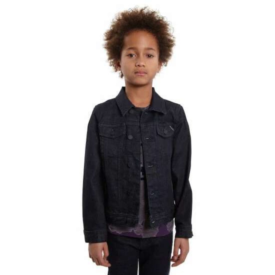 Kids * | Cult Of Individuality Kid'S Stripe Reflective Stretch Denim Jacket Boy Clothing Rinse