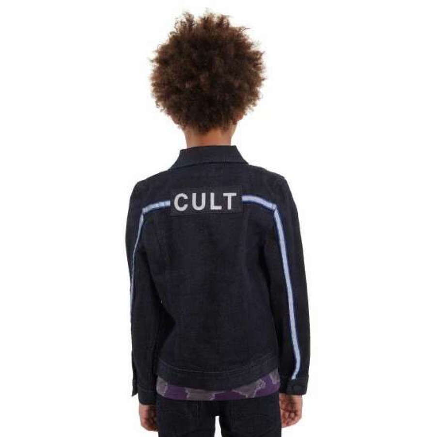 Kids * | Cult Of Individuality Kid'S Stripe Reflective Stretch Denim Jacket Boy Clothing Rinse