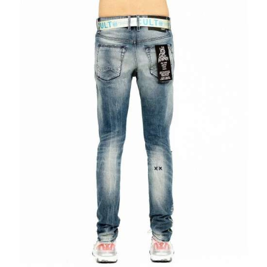 Men * | Cult Of Individuality Punk Super Skinny Belted Clothing Moss