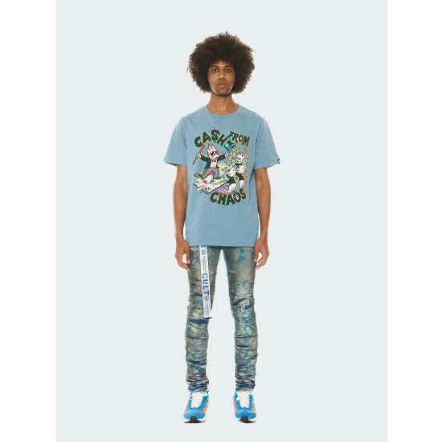 Men * | Cult Of Individuality Punk Nomad Jeans In Kasso Denim & Bottoms Blue