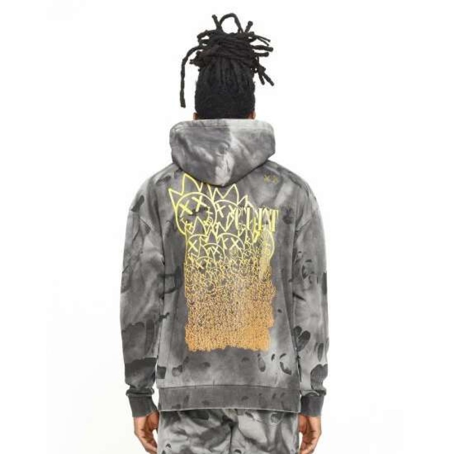 Men * | Cult Of Individuality Novelty Pullover Sweatshirt Sweatshirts, Sweaters & Hoodies Charcoal Tie Dye