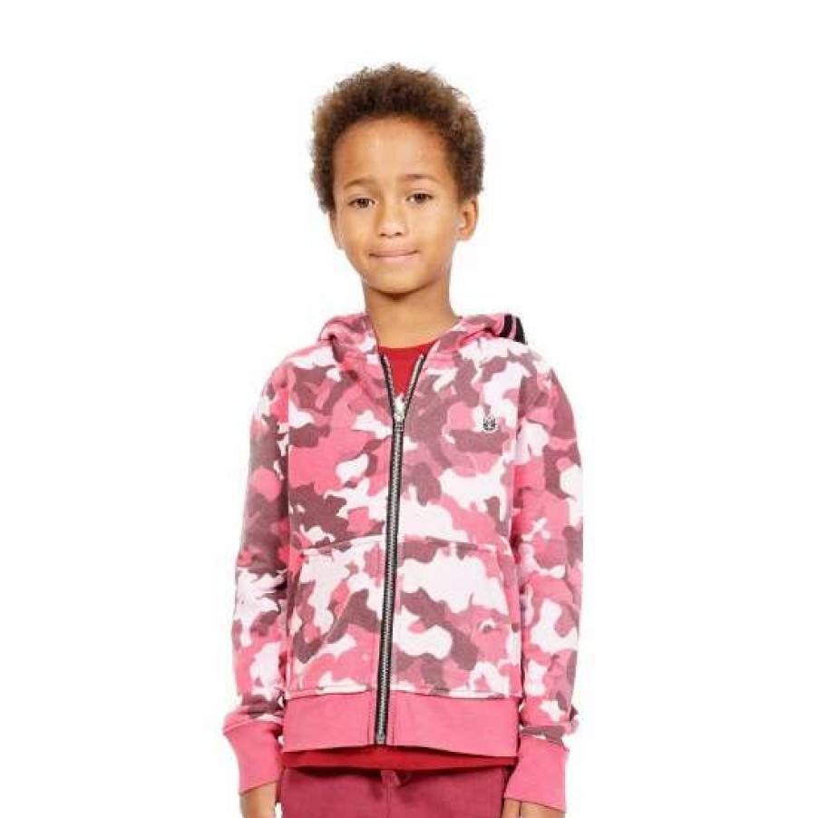 Kids * | Cult Of Individuality Kid'S Camo Full Zip Hoody Boy Clothing Rio Red