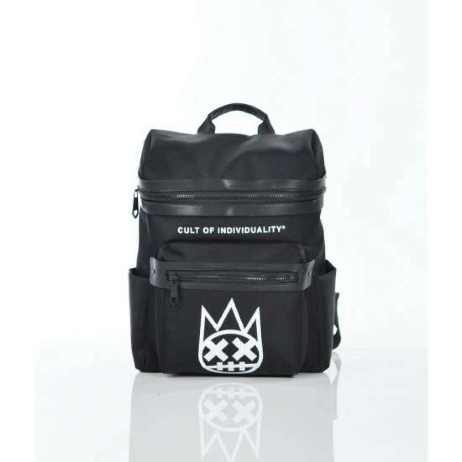 Men * | Cult Of Individuality Printed Logo Graphic Backpack Backpacks Black