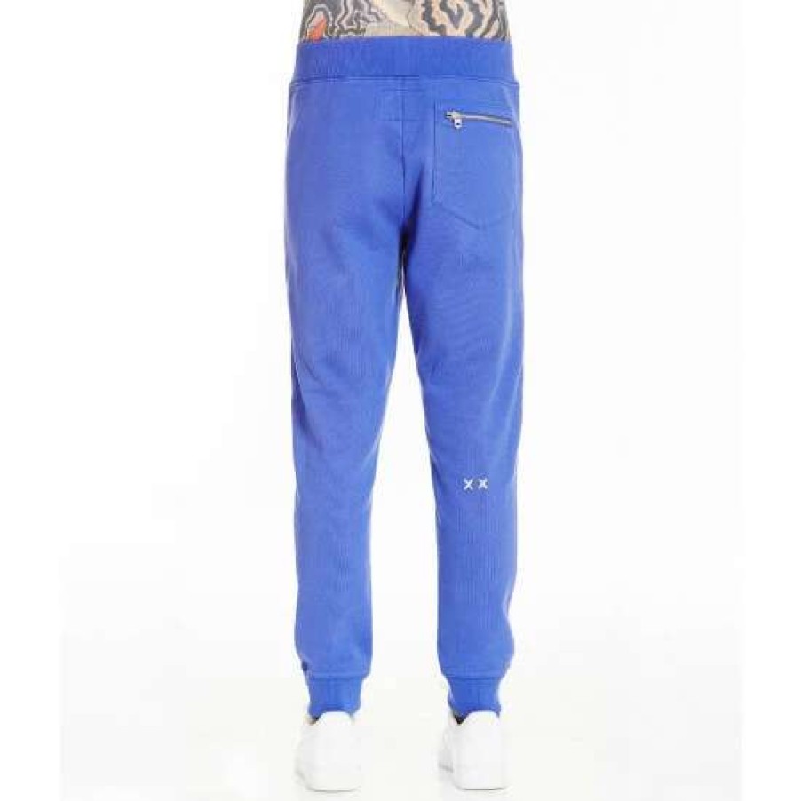 Men * | Cult Of Individuality Printed Logo Sweatpant Pants Surf Blue