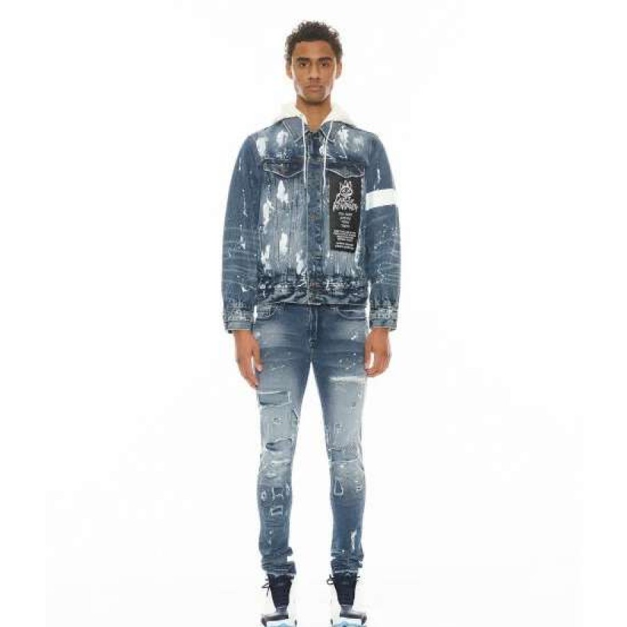 Men * | Cult Of Individuality Punk Super Skinny In Tape Denim & Bottoms Blue