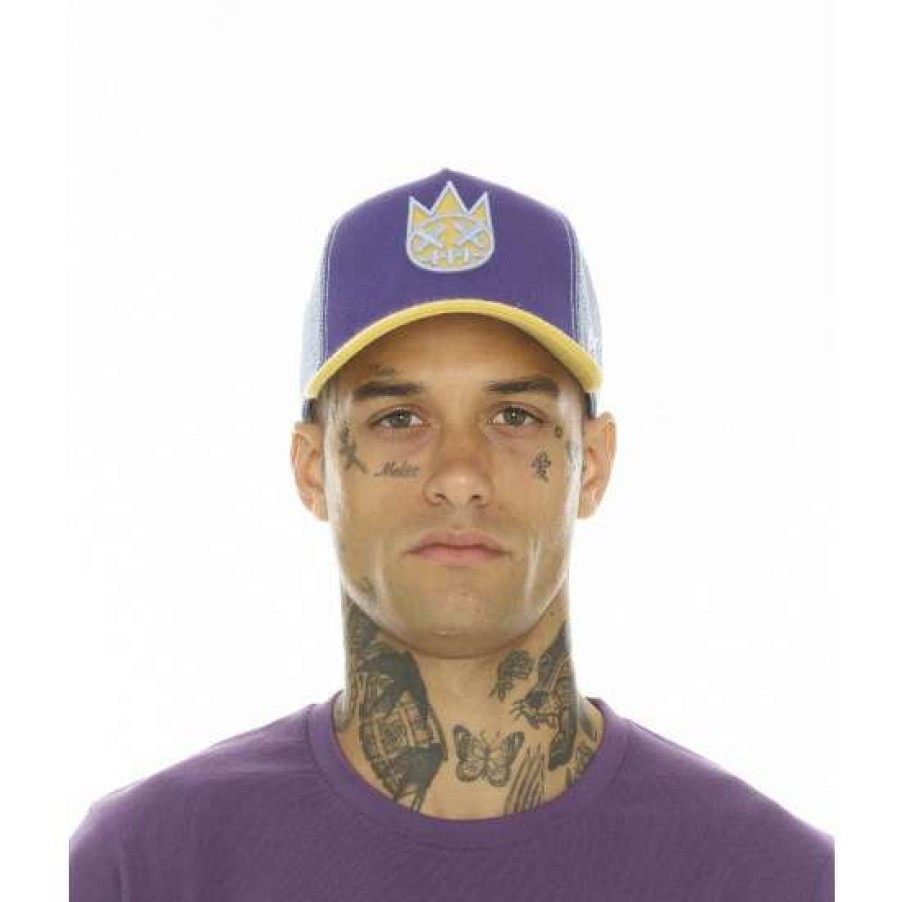 Men * | Cult Of Individuality Truck Clean Logo Mesh Back Acai Crown / Citrus Visor In Acai Accessories Purple