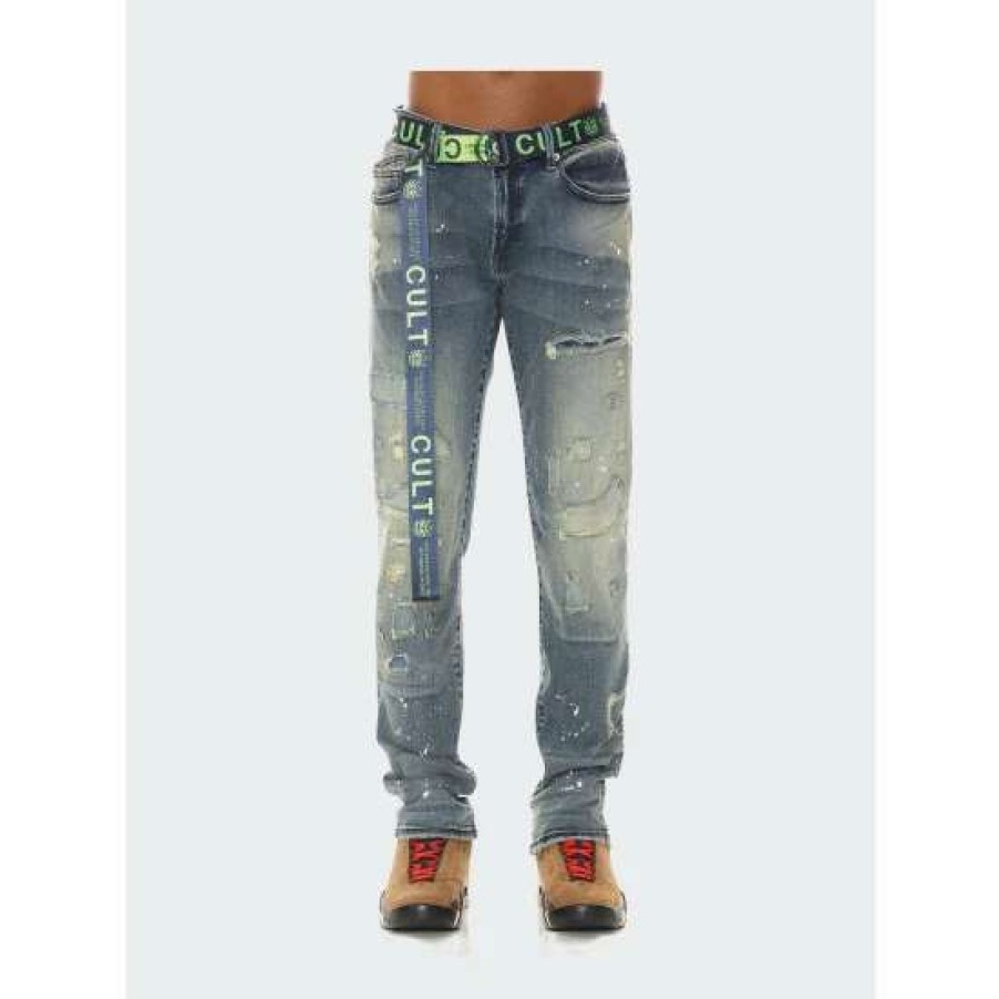 Men * | Cult Of Individuality Rocker Slim Jeans In Leek Denim & Bottoms Blue