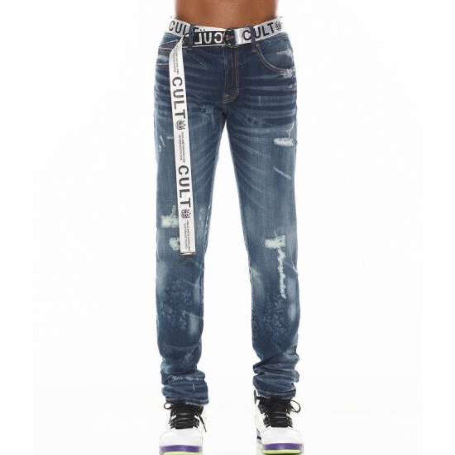 Men * | Cult Of Individuality Rocker Slim In Roman Pant Denim & Bottoms Blue