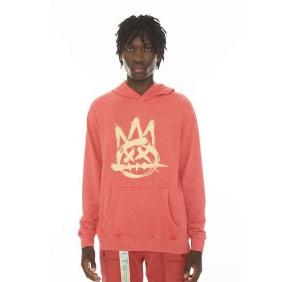 Men * | Cult Of Individuality French Terry Pullover Hooded Sweatshirt Sweatshirts, Sweaters & Hoodies Coral