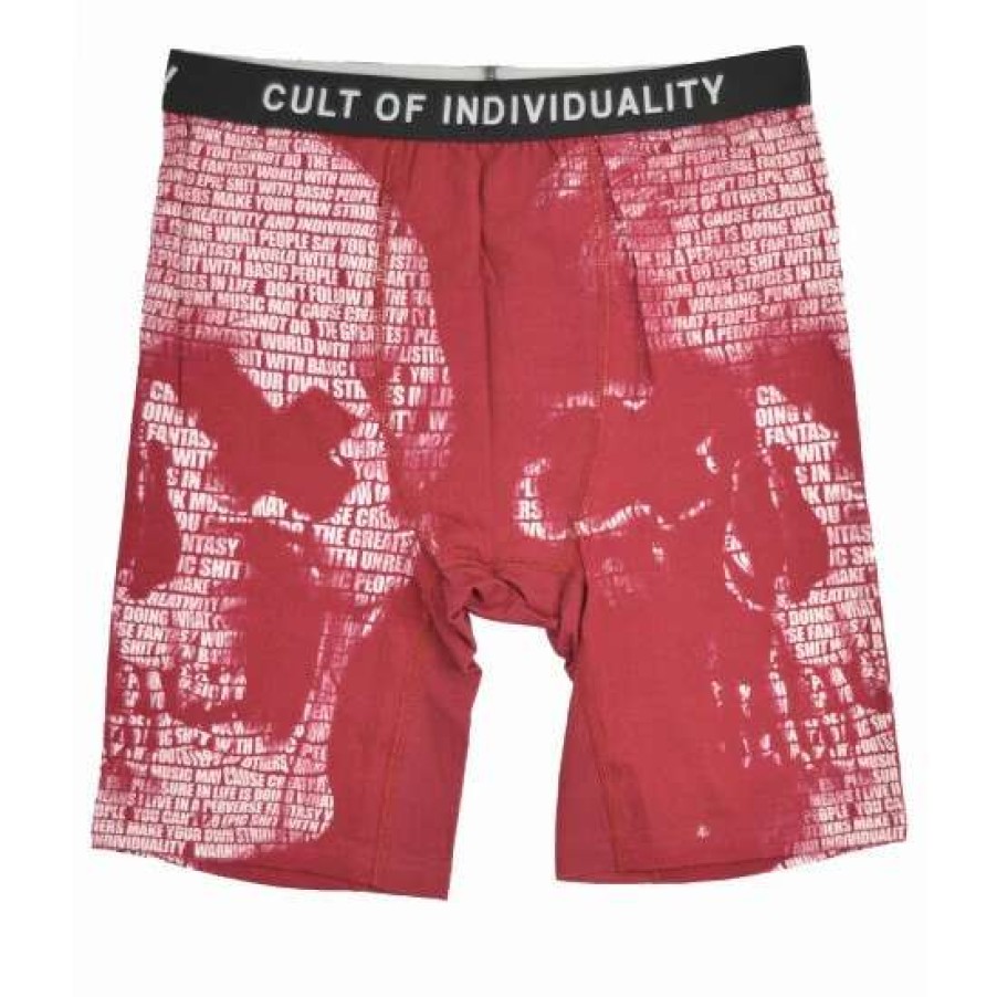 Men * | Cult Of Individuality Cult Briefs "Skull" Denim & Bottoms Coral/Beet Red