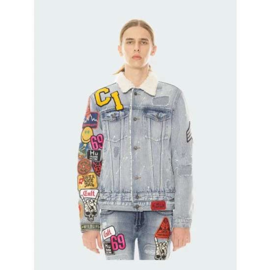 Men * | Cult Of Individuality Type Iii Double Waistband Denim Jacket Coats, Jackets & Blazers Blue