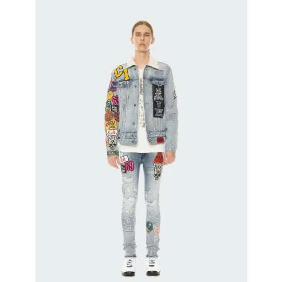 Men * | Cult Of Individuality Type Iii Double Waistband Denim Jacket Coats, Jackets & Blazers Blue