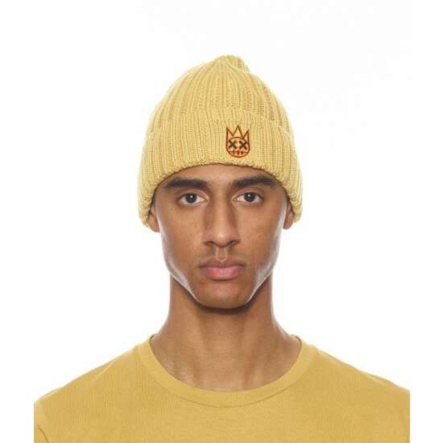 Men * | Cult Of Individuality Knit Hat With Black And Oriole Hats Yellow