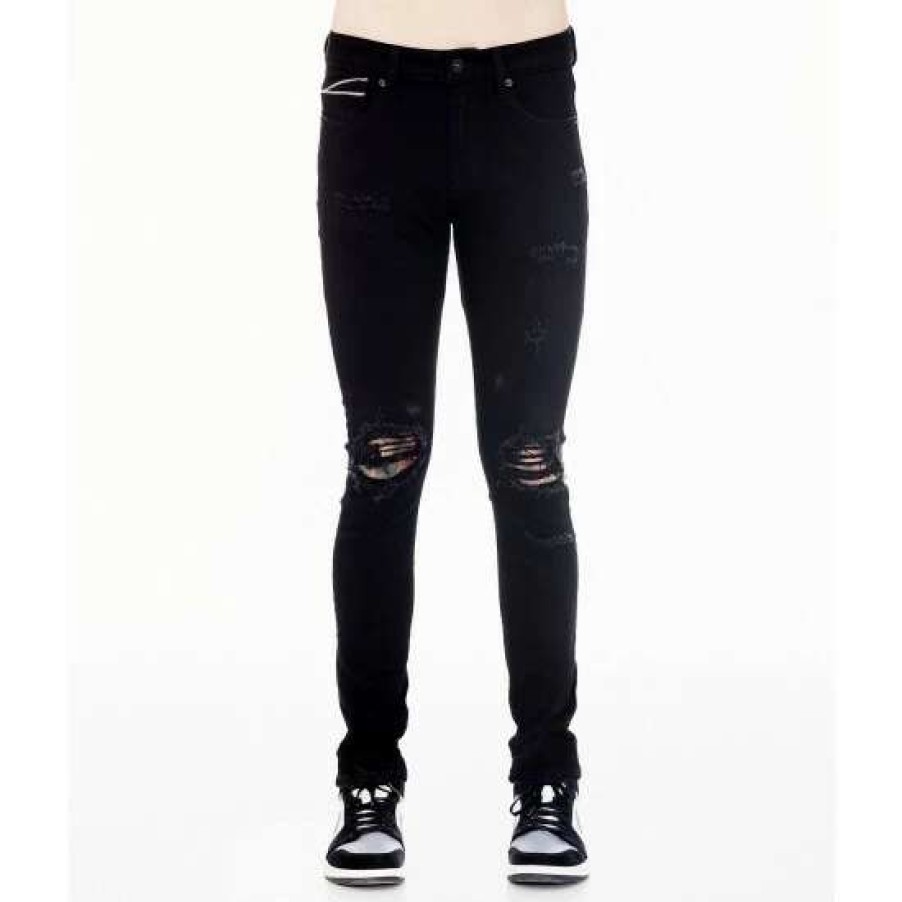 Men * | Cult Of Individuality Punk Super Skinny Jeans Clothing Black Ink