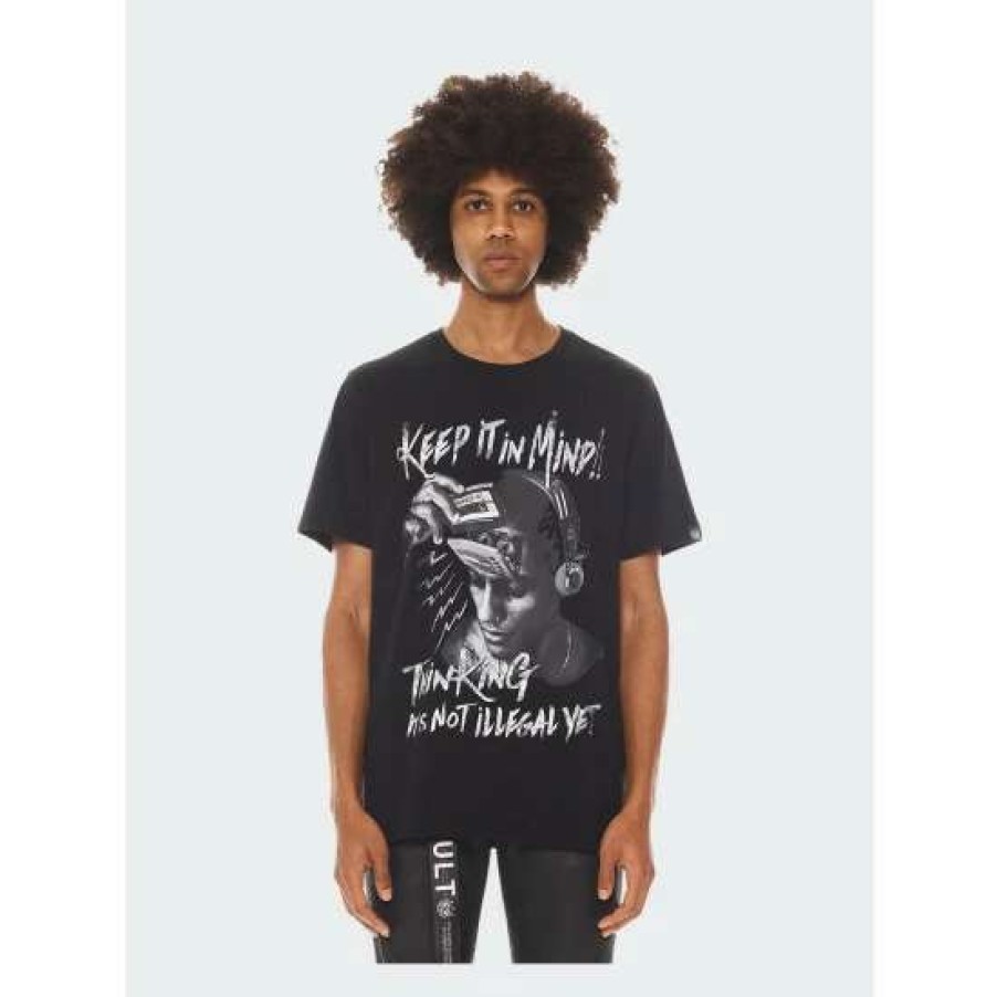 Men * | Cult Of Individuality Short Sleeve Crew Neck Tee "Keep It In Mind" T-Shirts Black