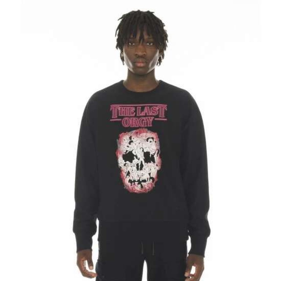 Men * | Cult Of Individuality Crew Neck Fleece Sweatshirt Sweatshirts, Sweaters & Hoodies Black