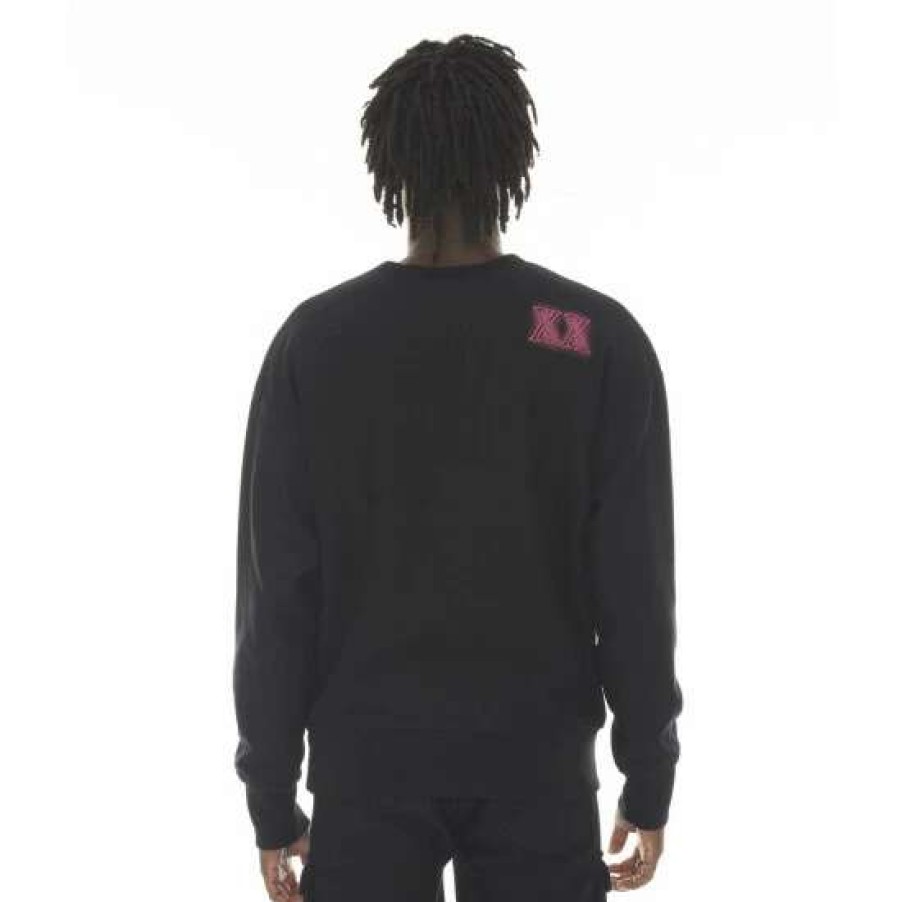 Men * | Cult Of Individuality Crew Neck Fleece Sweatshirt Sweatshirts, Sweaters & Hoodies Black