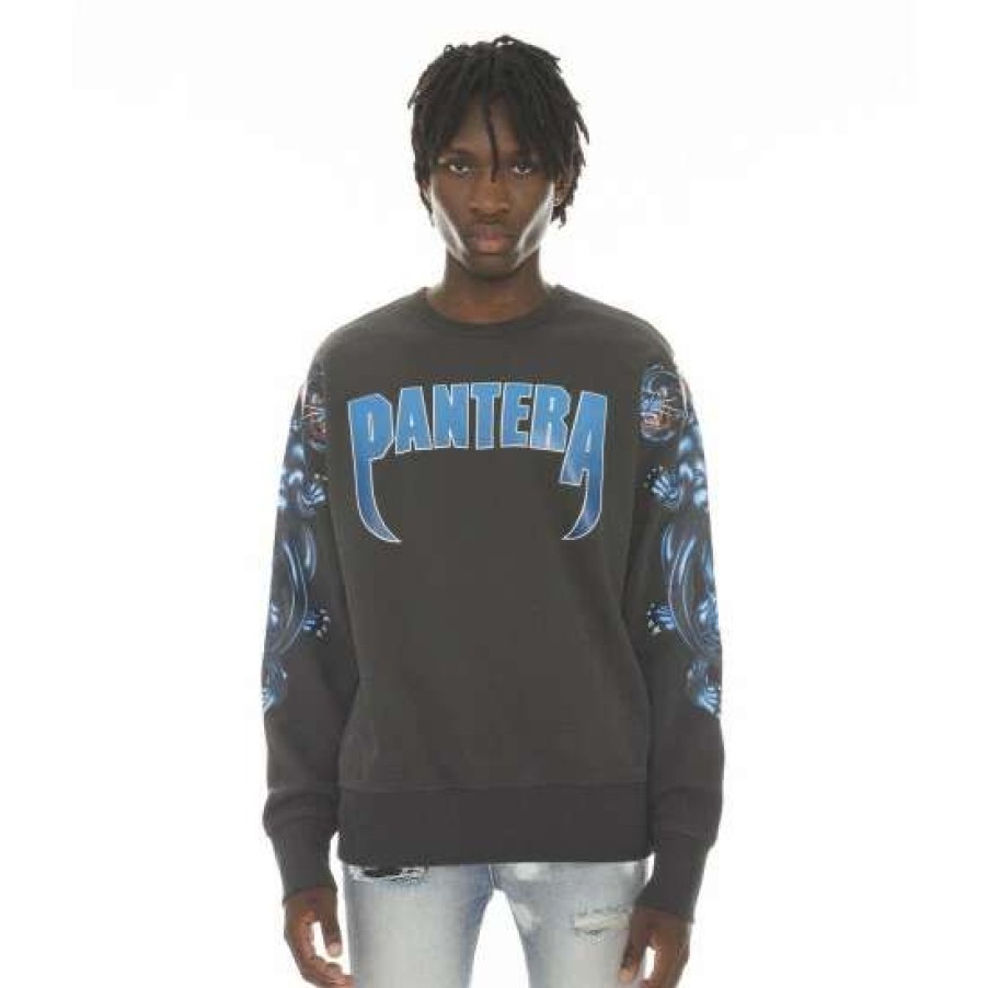 Men * | Cult Of Individuality Crew Neck Fleece Pantera Sweatshirts, Sweaters & Hoodies Vintage Charcoal