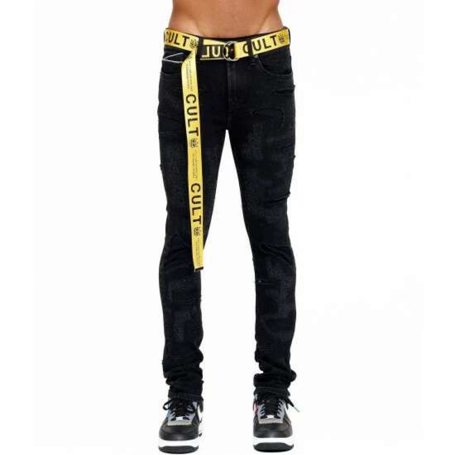 Men * | Cult Of Individuality Punk Super Skinny Stretch Belted Clothing Grundge