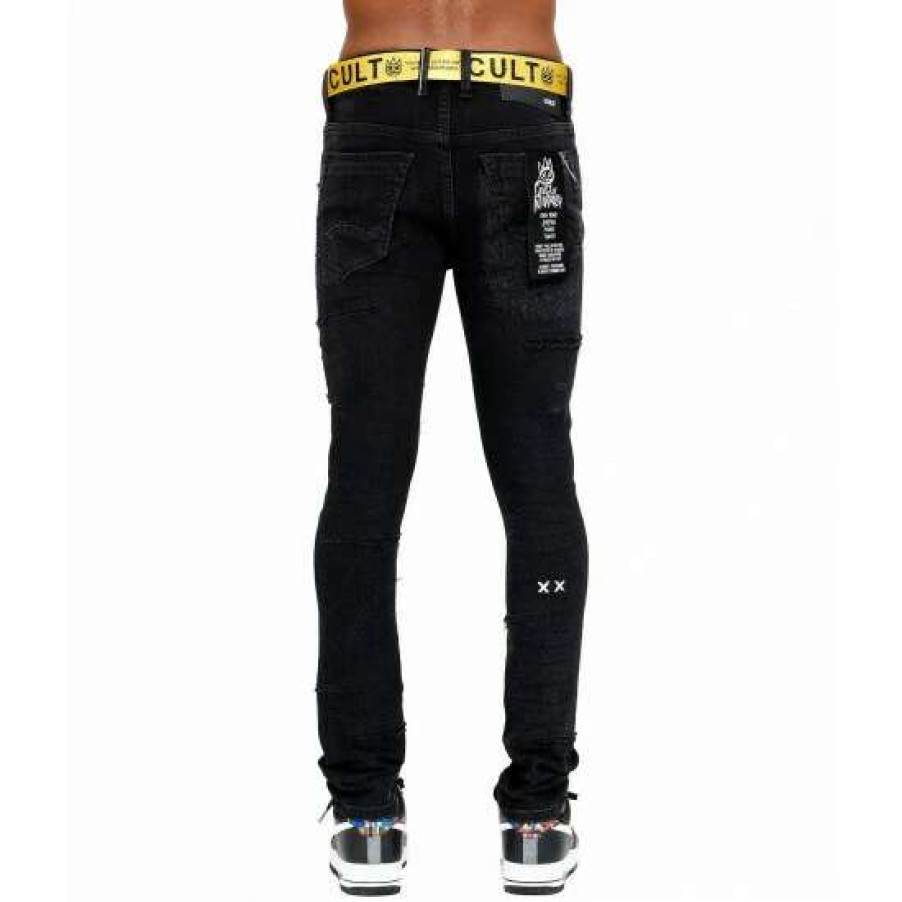 Men * | Cult Of Individuality Punk Super Skinny Stretch Belted Clothing Grundge