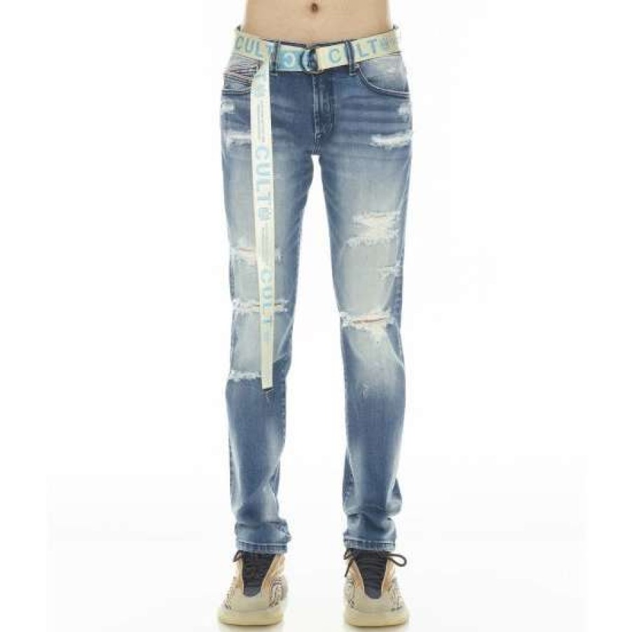 Men * | Cult Of Individuality Rocker Slim Stretch W/ Belt Denim & Bottoms Rinker