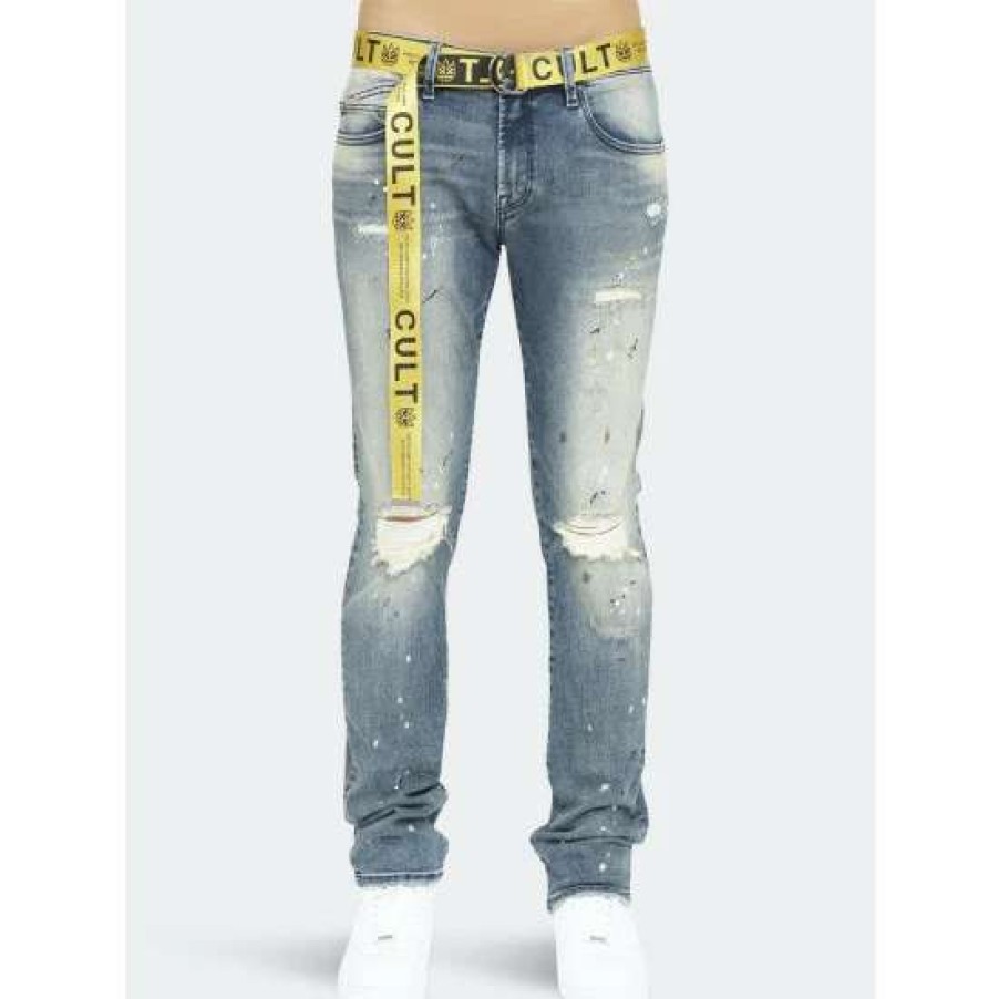 Men * | Cult Of Individuality Rocker Slim Belted Stretch Clothing Nimbus