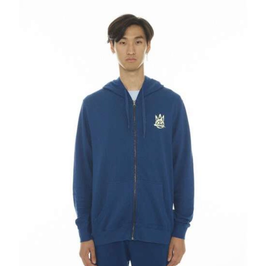 Men * | Cult Of Individuality French Terry Zip Hooded Sweatshirt Sweatshirts, Sweaters & Hoodies Cobalt