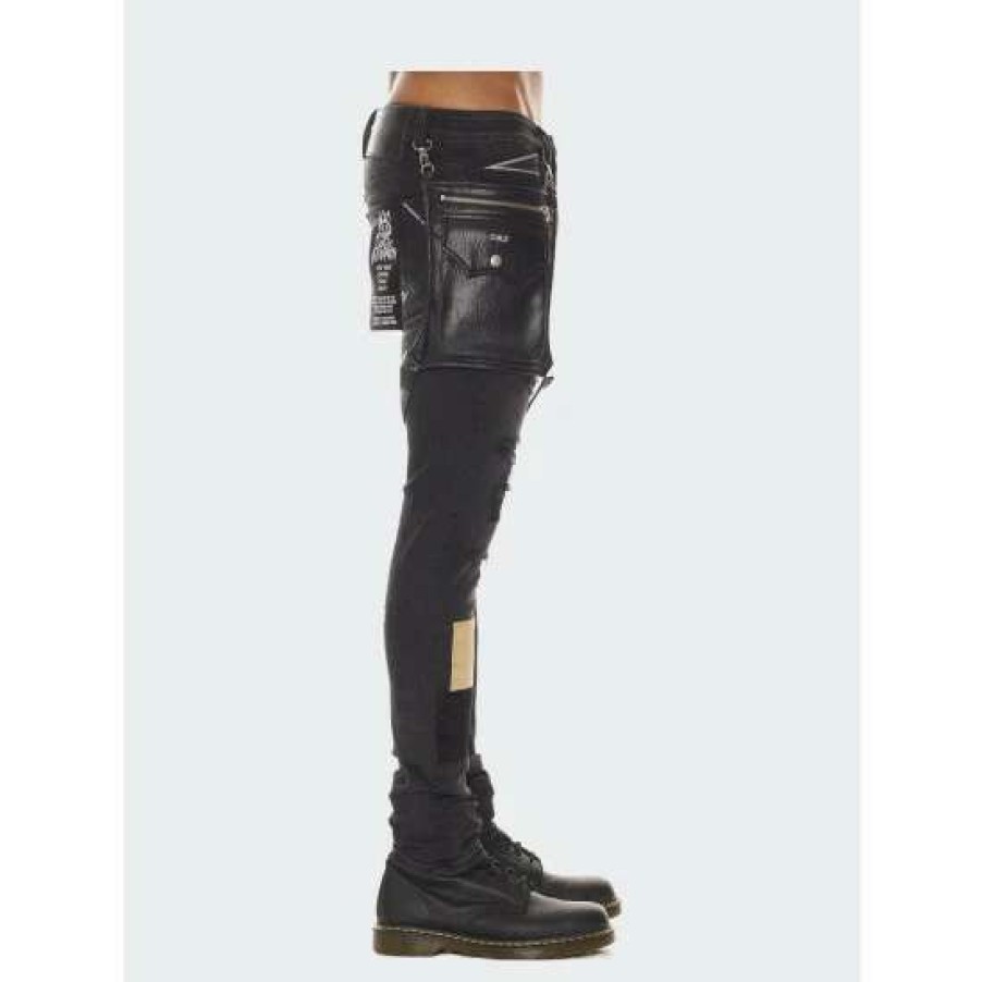 Men * | Cult Of Individuality Punk Super Skinny Jeans In Mixer Denim & Bottoms Black