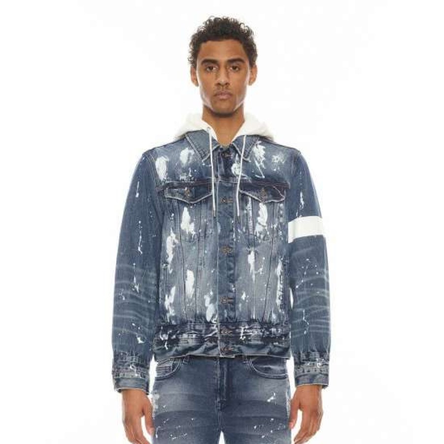 Men * | Cult Of Individuality Type Iv Denim Jacket With Double Cuff And Waistband In Tape Denim & Bottoms Blue